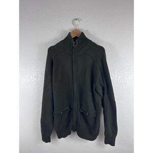 Gap Men's Vintage Army Green Wool Full Zip Mockneck Long Sleeve Sweater Size M